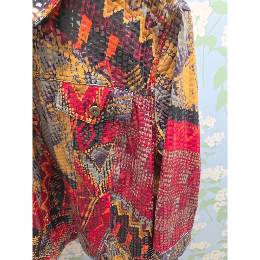 Ruby Rd Woman Multi Color Snakeskin Textured Abstract Print Jacket 16W - Picture 5 of 11